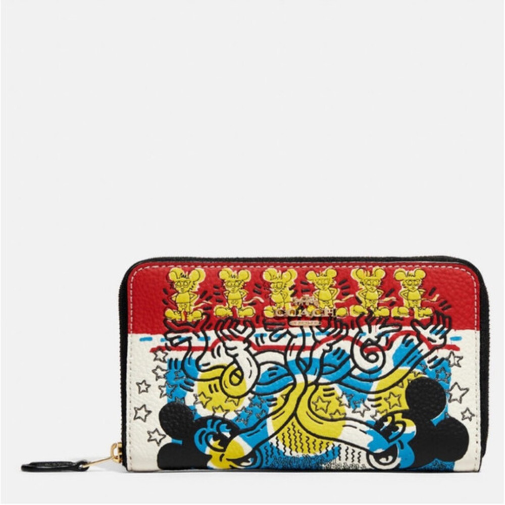 Disney Mickey Mouse X Keith Haring Medium Id Zip Wallet - Picture 1 of 5
